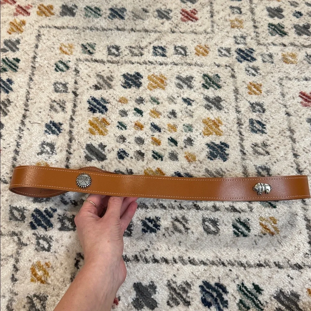 Leather Western Belt Brown USA Thunderbird Buffalo Concho Size 40 Southwestern